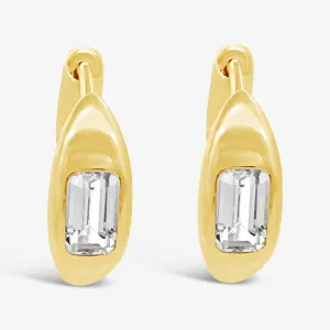 White Topaz Huggie Earrings