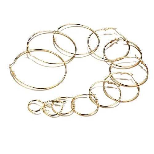 Yellow Chimes Combo Latest Collection Stylish Gold Plated Hoop Earrings Set for Women and Girls