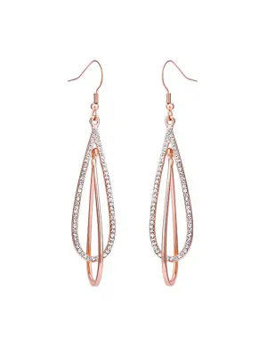 Yellow Chimes Crystal Danglers Earrings for Women | Rose Gold Plated Earrings for Girls | Stainless Steel Fashion Earrings For Girls | Birthday Gift for Girls & Women Anniversary Gift for Wife