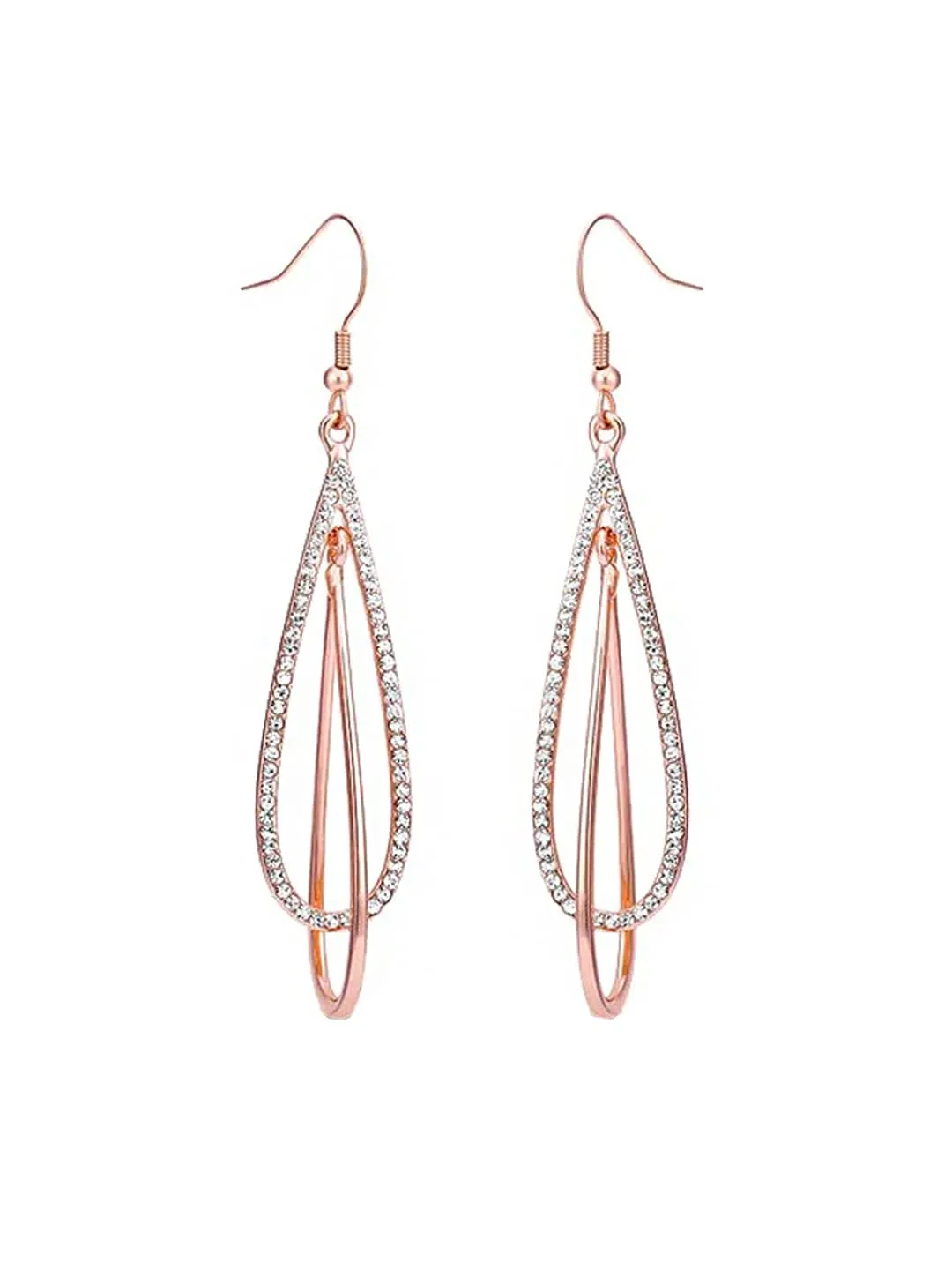 Yellow Chimes Crystal Danglers Earrings for Women | Rose Gold Plated Earrings for Girls | Stainless Steel Fashion Earrings For Girls | Birthday Gift for Girls & Women Anniversary Gift for Wife