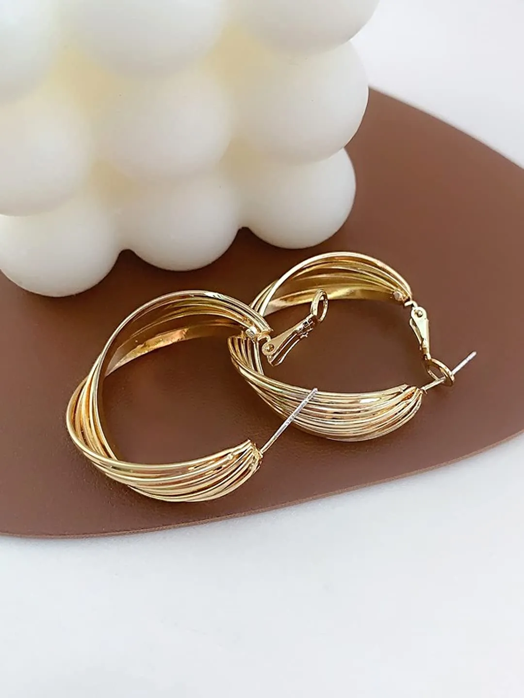 Yellow Chimes Hoop Earrings for Women Fashion Golden Hoops Earrings | Gold Plated Twisted Layered Hoop Bali Earrings for Girls | Birthday Gift for Girls & Women Anniversary Gift for Wife