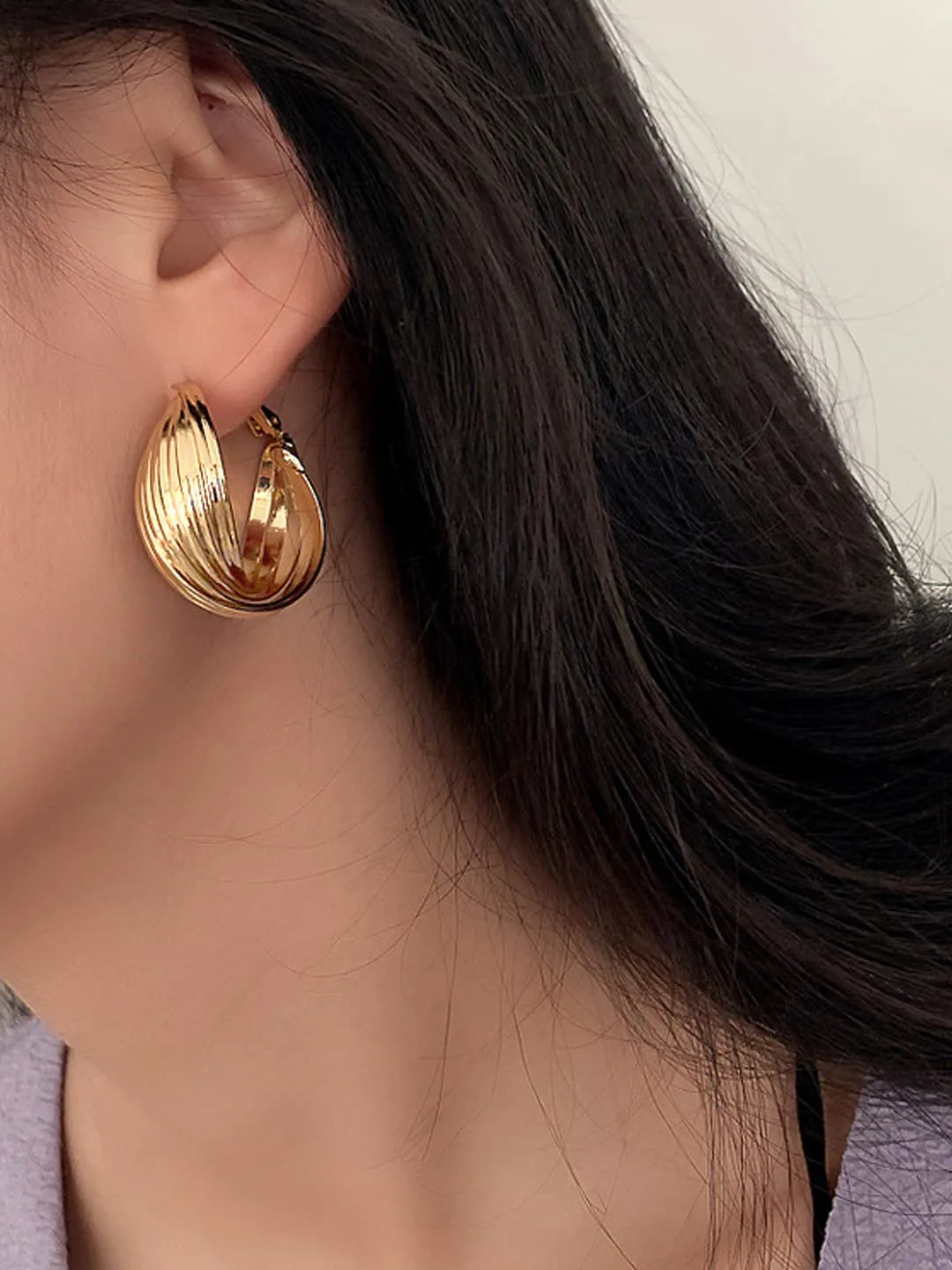 Yellow Chimes Hoop Earrings for Women Fashion Golden Hoops Earrings | Gold Plated Twisted Layered Hoop Bali Earrings for Girls | Birthday Gift for Girls & Women Anniversary Gift for Wife