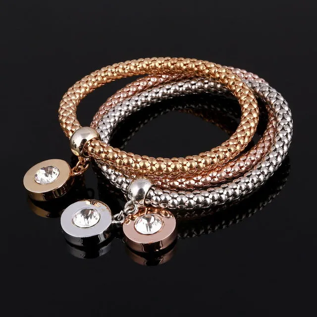 ZOSHI 2016 hot 3 PCS/Set Crystal Butterful Bracelet & Bangle Elastic Heart Bracelets For Women pulseira masculina